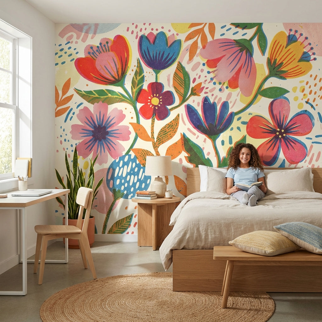 Floral Wallpaper Vintage Bohemian Wall Mural