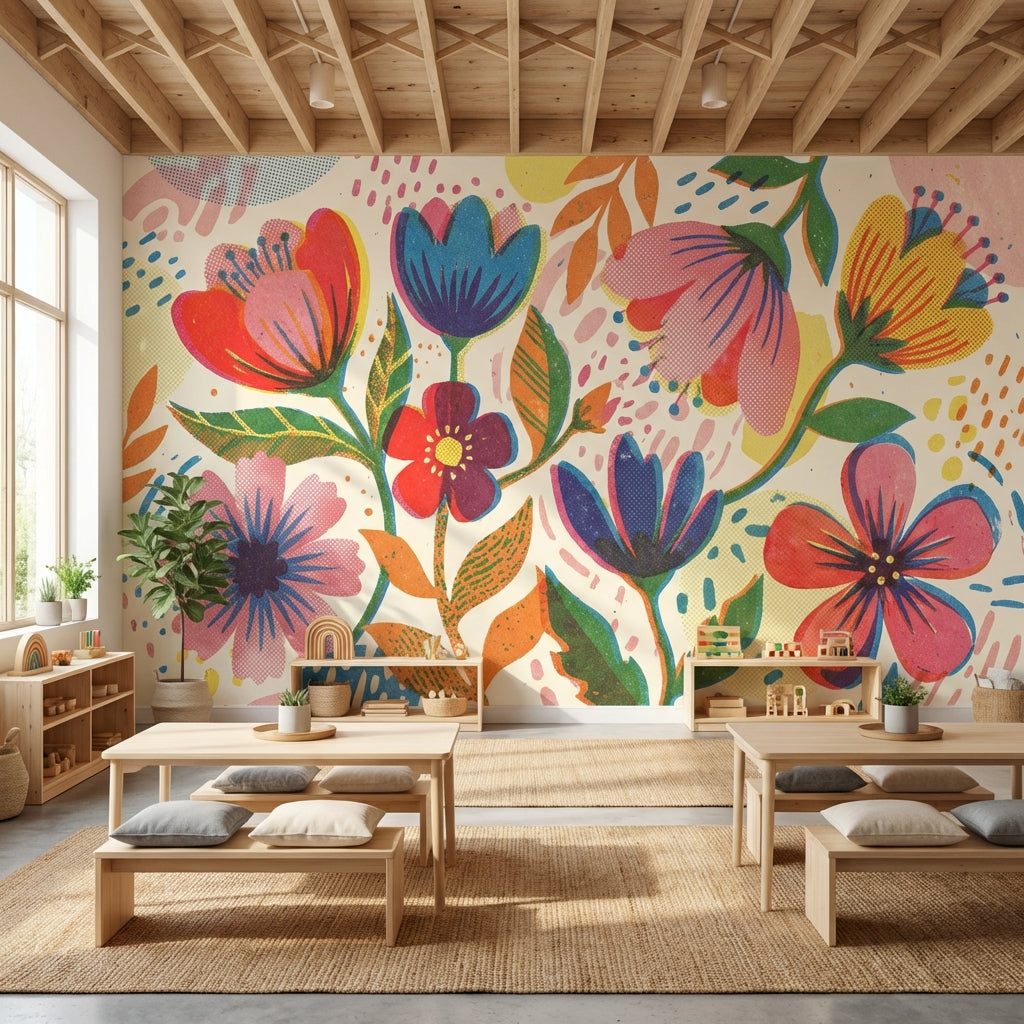 Floral Wallpaper Vintage Bohemian Wall Mural