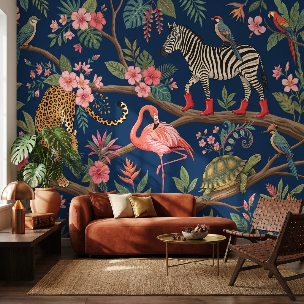 Tropical Animals Wallpaper Vibrant Jungle Wall Mural