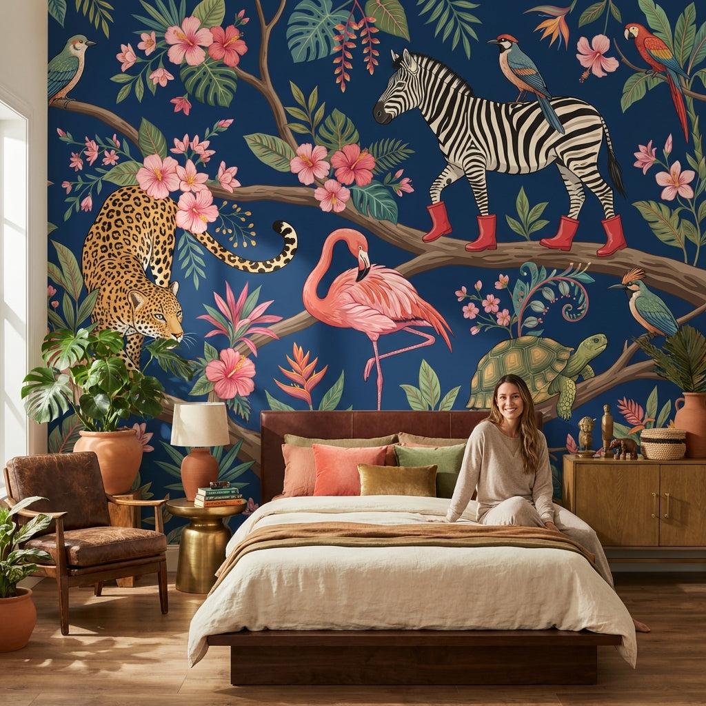 Tropical Animals Wallpaper Vibrant Jungle Wall Mural