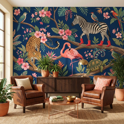 Tropical Animals Wallpaper Vibrant Jungle Wall Mural