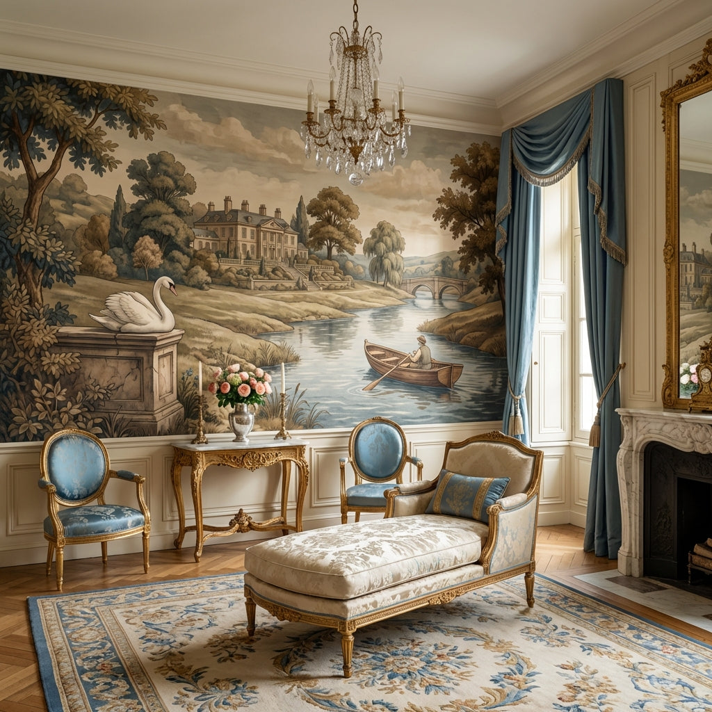 Vintage Estate Wallpaper River Swan Wall Mural