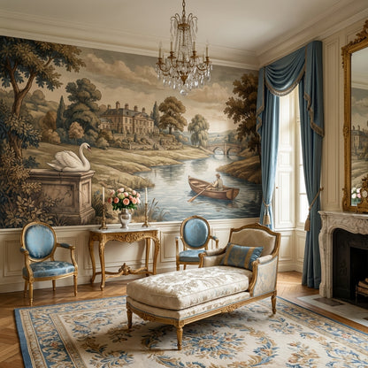 Vintage Estate Wallpaper River Swan Wall Mural