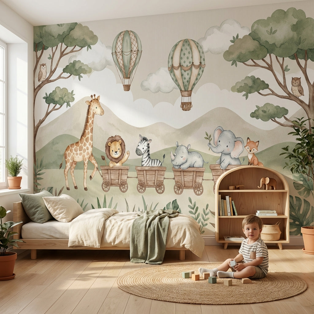 Cloudy Sky Wallpaper Animal Jungle Wall Mural