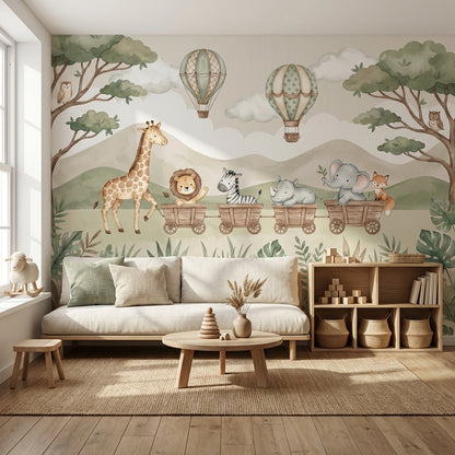 Cloudy Sky Wallpaper Animal Jungle Wall Mural