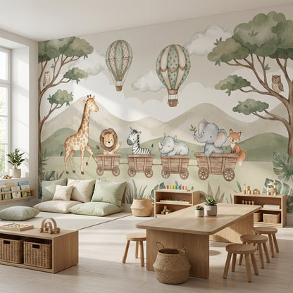 Cloudy Sky Wallpaper Animal Jungle Wall Mural