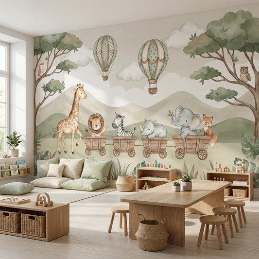 Cloudy Sky Wallpaper Animal Jungle Wall Mural