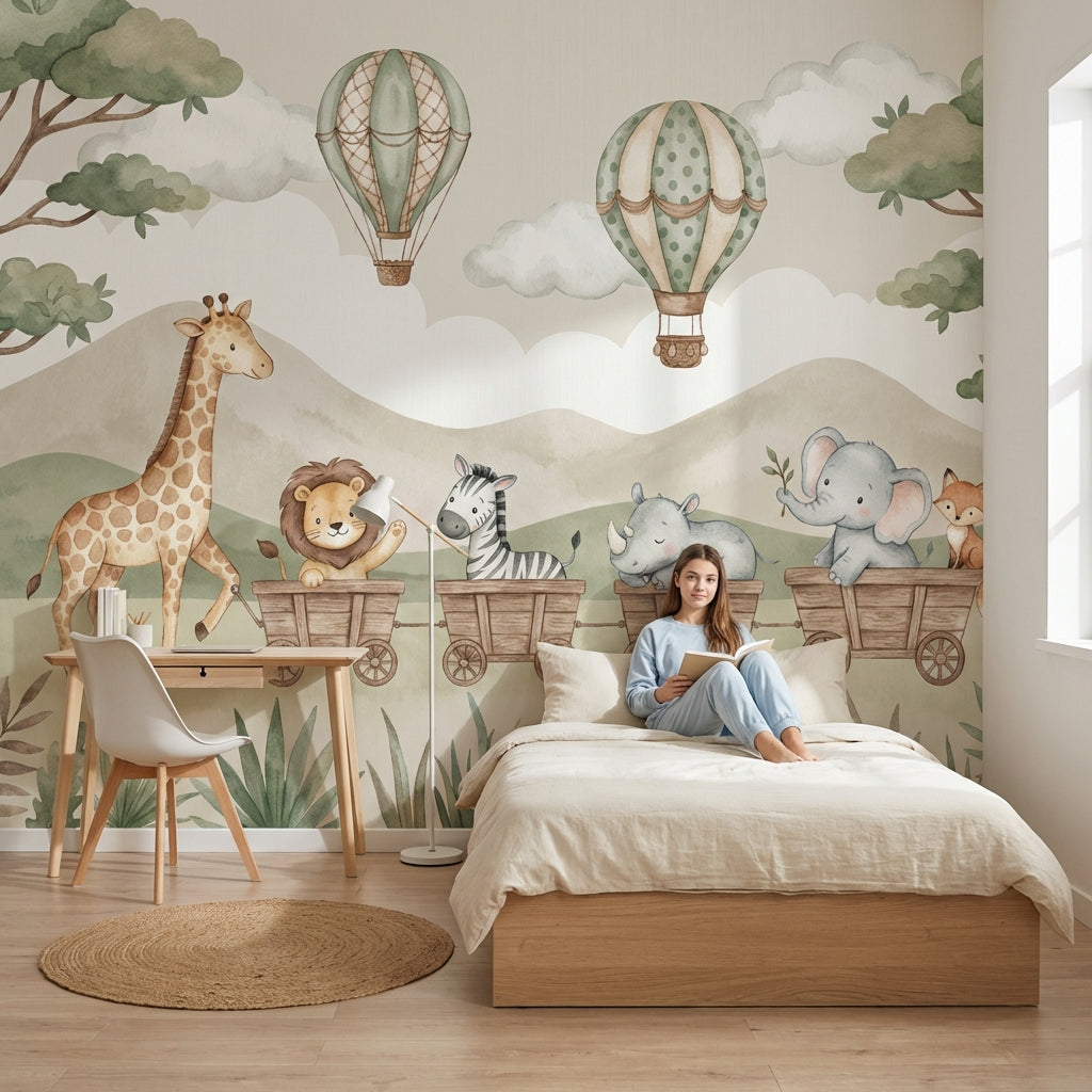 Cloudy Sky Wallpaper Animal Jungle Wall Mural