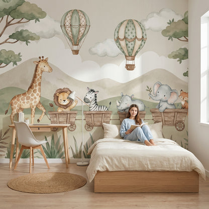 Cloudy Sky Wallpaper Animal Jungle Wall Mural