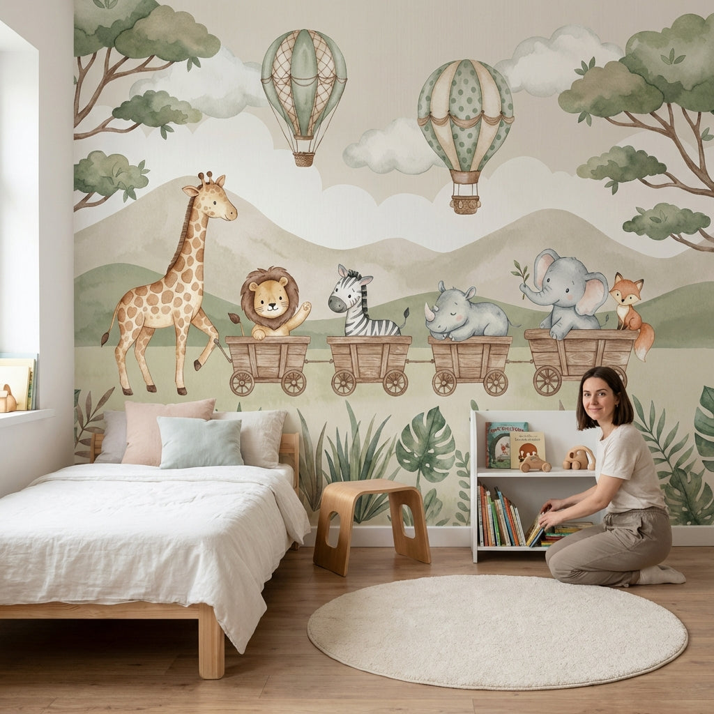 Cloudy Sky Wallpaper Animal Jungle Wall Mural