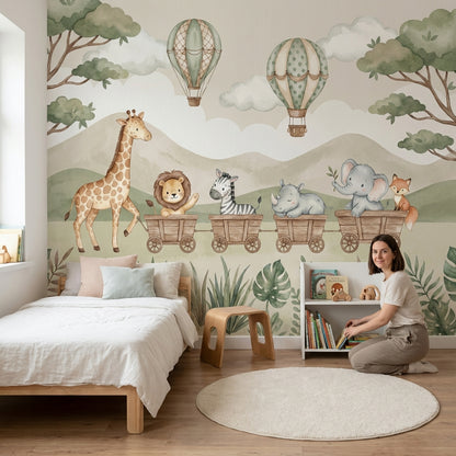 Cloudy Sky Wallpaper Animal Jungle Wall Mural