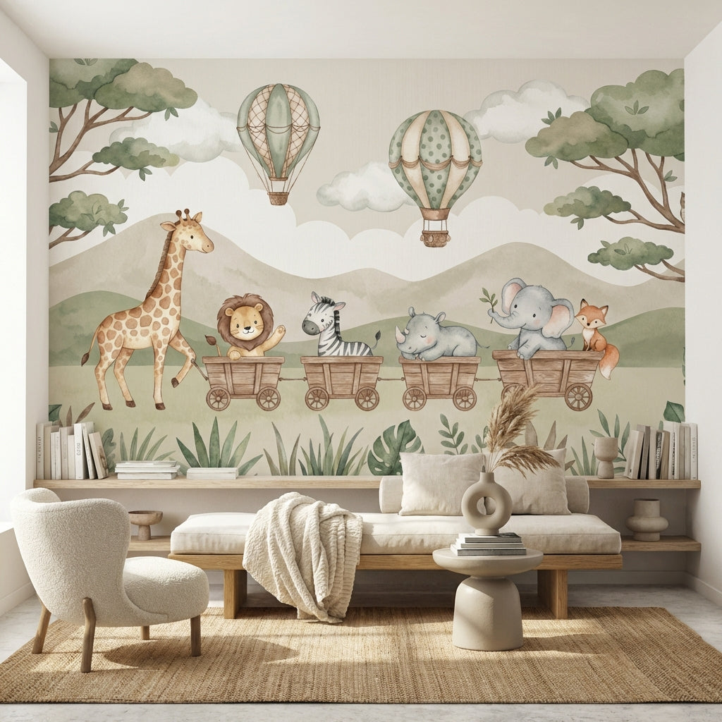 Cloudy Sky Wallpaper Animal Jungle Wall Mural