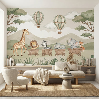 Cloudy Sky Wallpaper Animal Jungle Wall Mural
