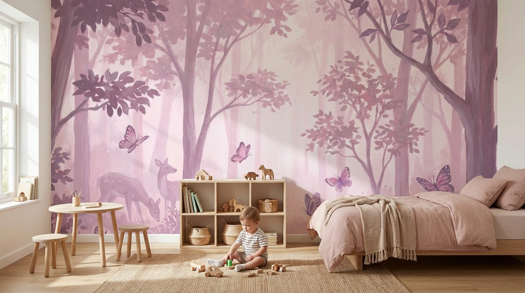 Forest Wallpaper Deer Whimsical Wall Decor