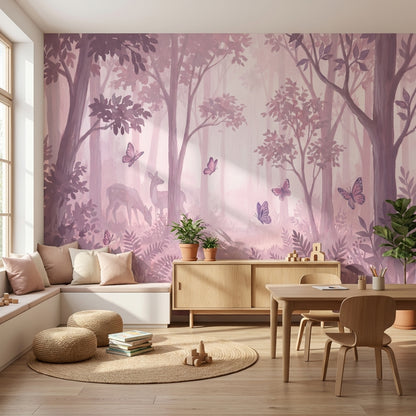 Forest Wallpaper Deer Whimsical Wall Decor