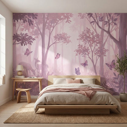 Forest Wallpaper Deer Whimsical Wall Decor
