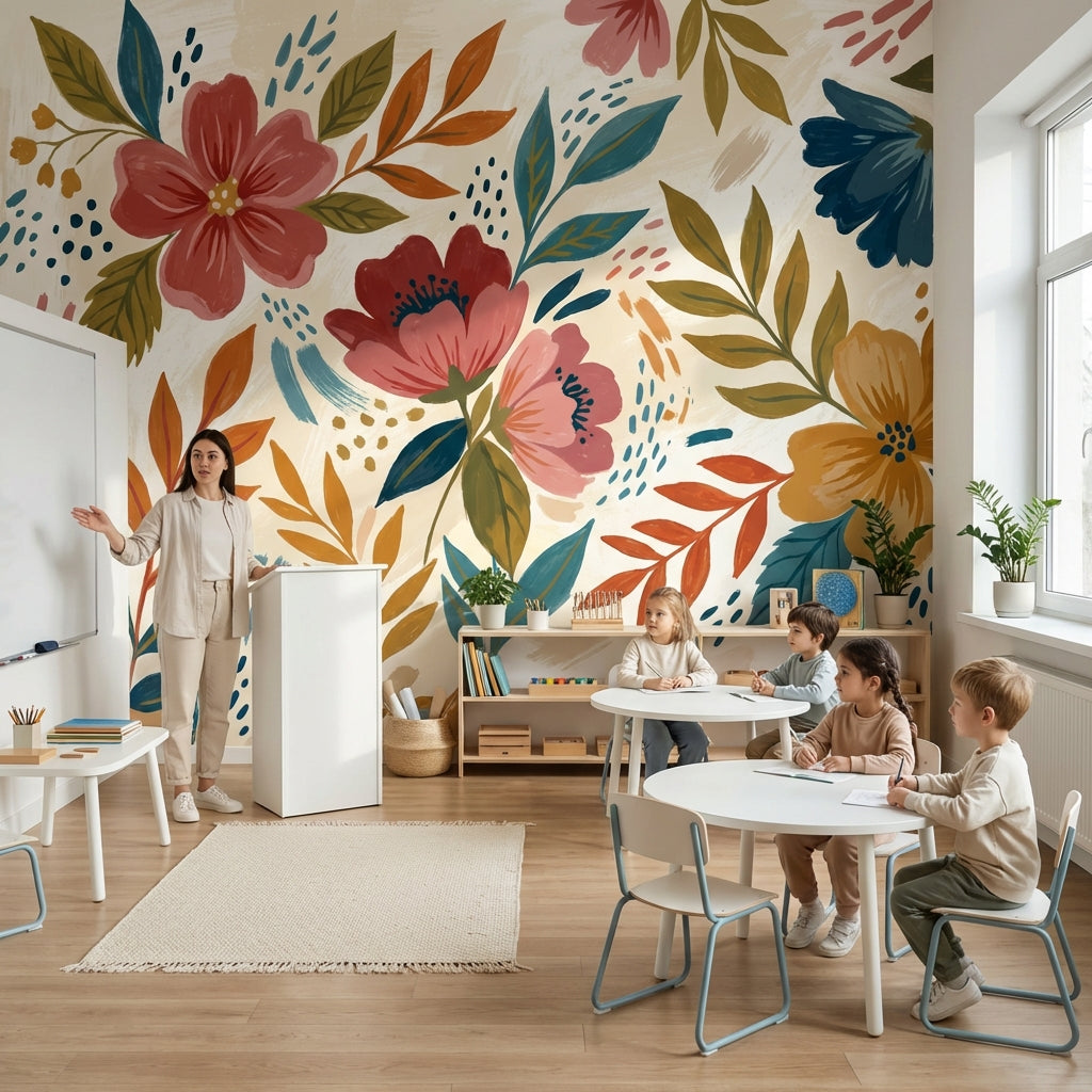 Floral Wallpaper Abstract Modern Wall Mural