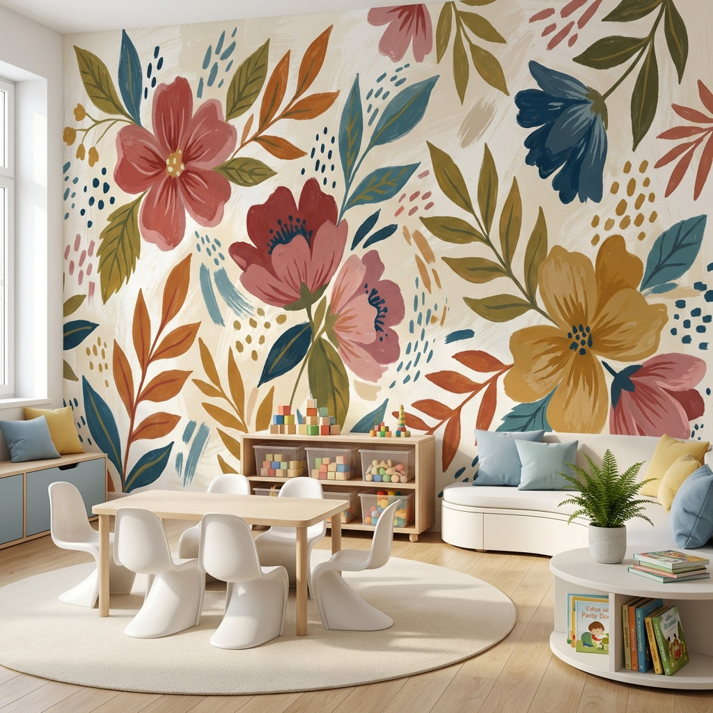 Floral Wallpaper Abstract Modern Wall Mural