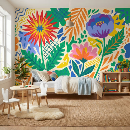 Floral Wallpaper Abstract Vibrant Removable Wall Decor