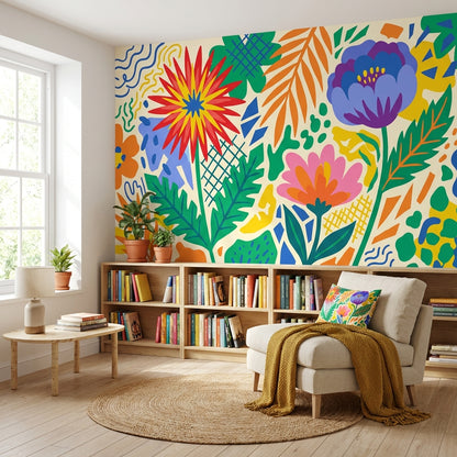 Floral Wallpaper Abstract Vibrant Removable Wall Decor