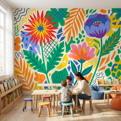 Floral Wallpaper Abstract Vibrant Removable Wall Decor