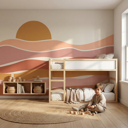 Abstract Wallpaper Sunset Geometric Wall Mural