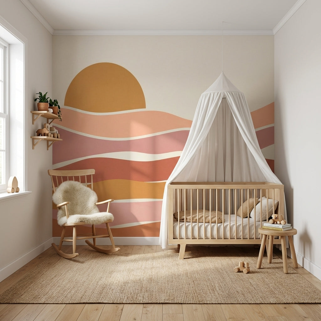 Abstract Wallpaper Sunset Geometric Wall Mural