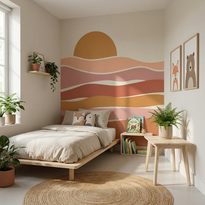 Abstract Wallpaper Sunset Geometric Wall Mural