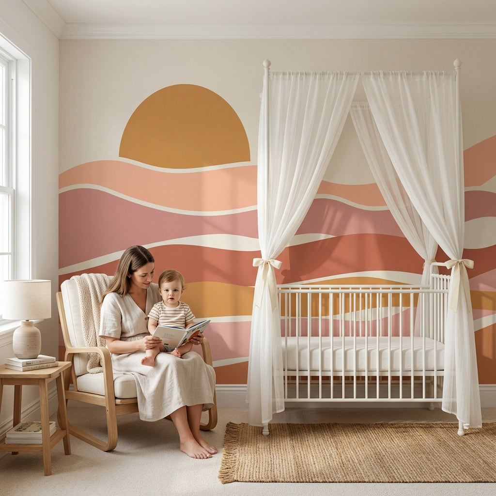 Abstract Wallpaper Sunset Geometric Wall Mural