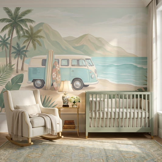 Cloudy Sky Wallpaper Retro Beach Wall Mural
