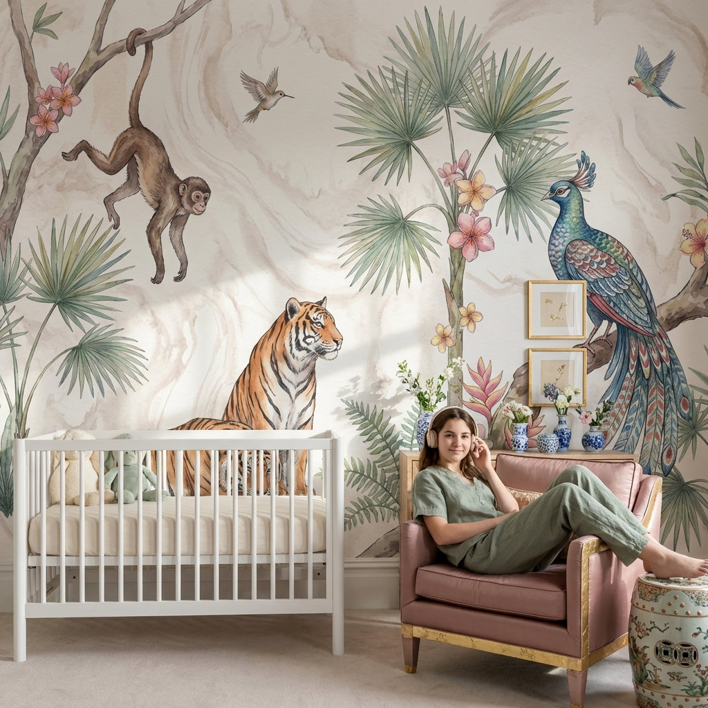 Watercolor Texture Wallpaper Tropical Playful Wall Mural