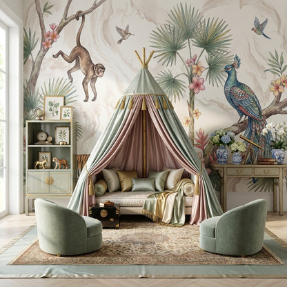Watercolor Texture Wallpaper Tropical Playful Wall Mural