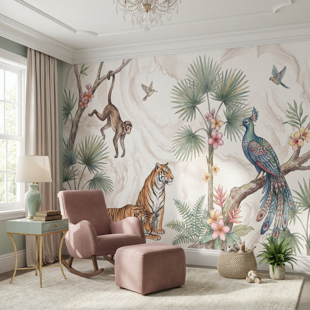 Watercolor Texture Wallpaper Tropical Playful Wall Mural