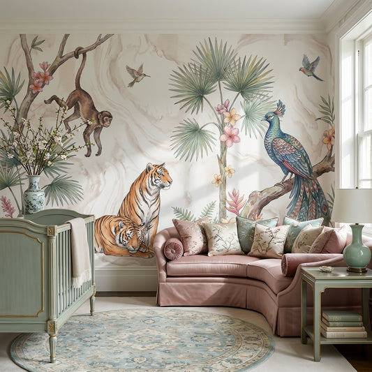 Watercolor Texture Wallpaper Tropical Playful Wall Mural