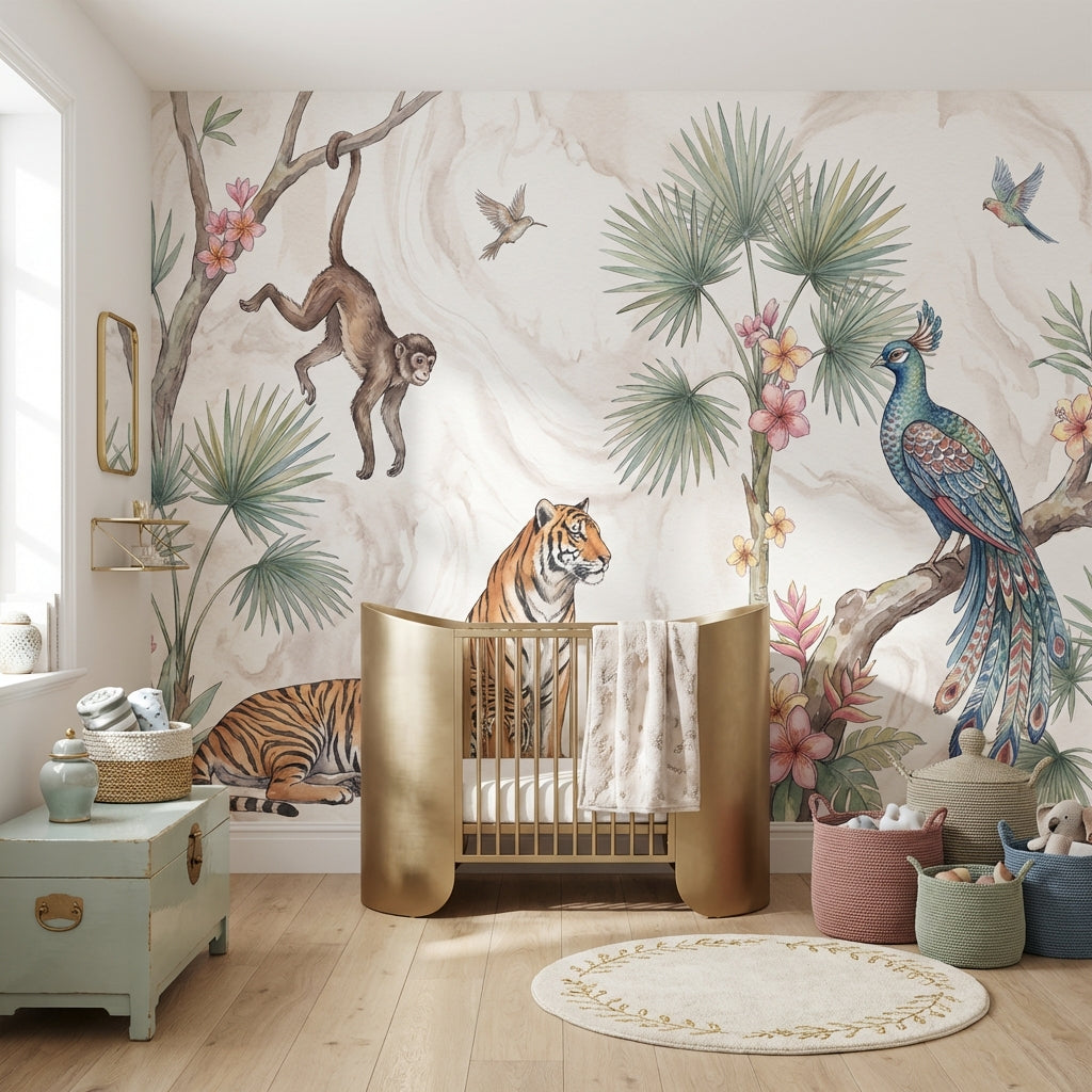 Watercolor Texture Wallpaper Tropical Playful Wall Mural
