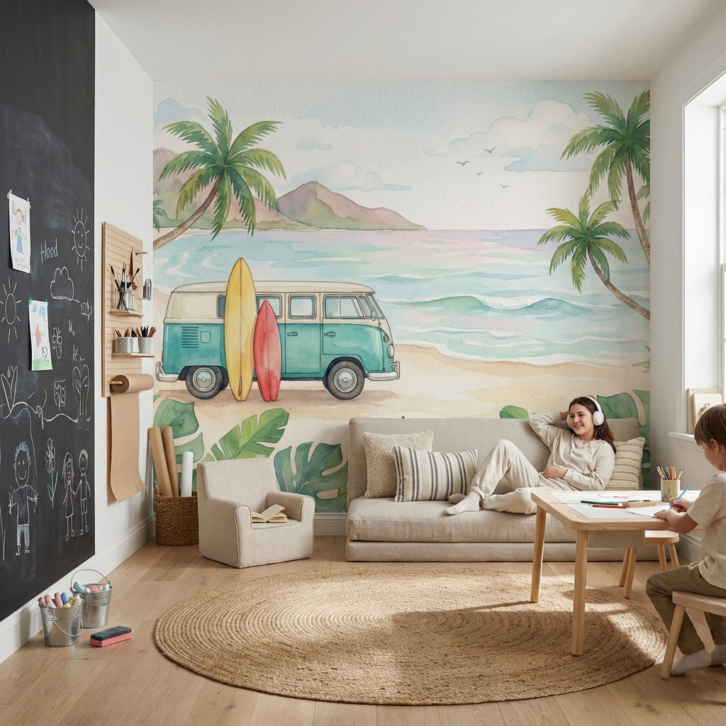 Ocean Wallpaper Van Surfboards Wall Mural