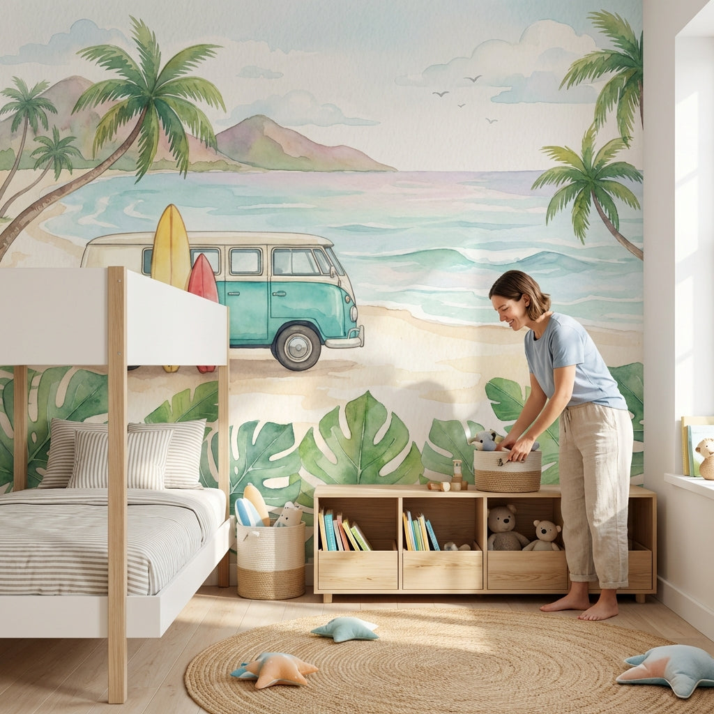 Ocean Wallpaper Van Surfboards Wall Mural