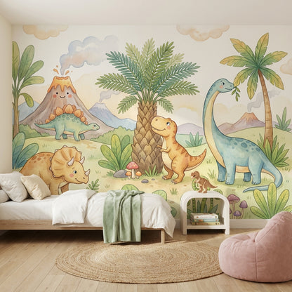 Shades Of Green Wallpaper Dinosaurs Tropical Wall Mural