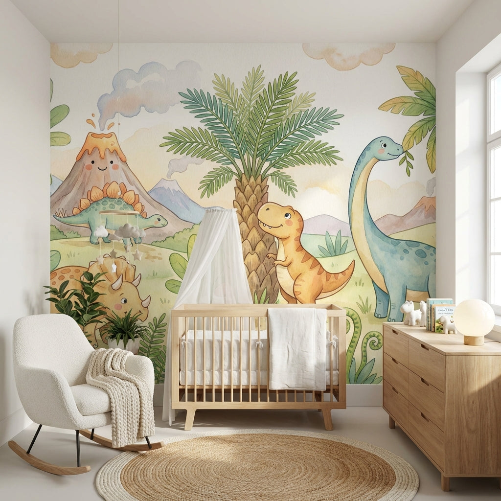 Shades Of Green Wallpaper Dinosaurs Tropical Wall Mural