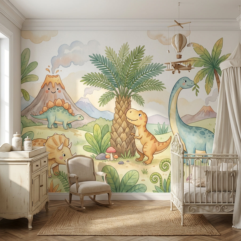 Shades Of Green Wallpaper Dinosaurs Tropical Wall Mural