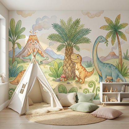 Shades Of Green Wallpaper Dinosaurs Tropical Wall Mural