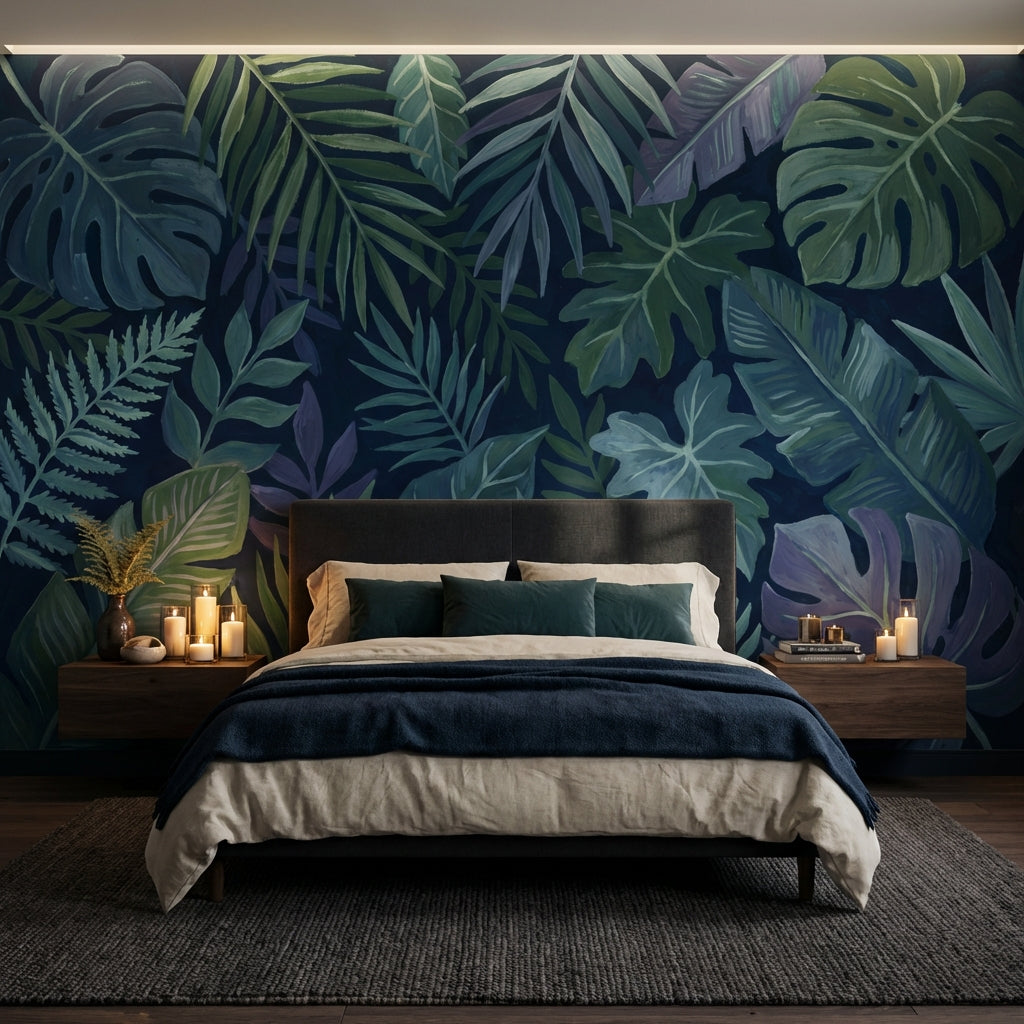 Shades Of Green Wallpaper Tropical Botanical Wall Decor