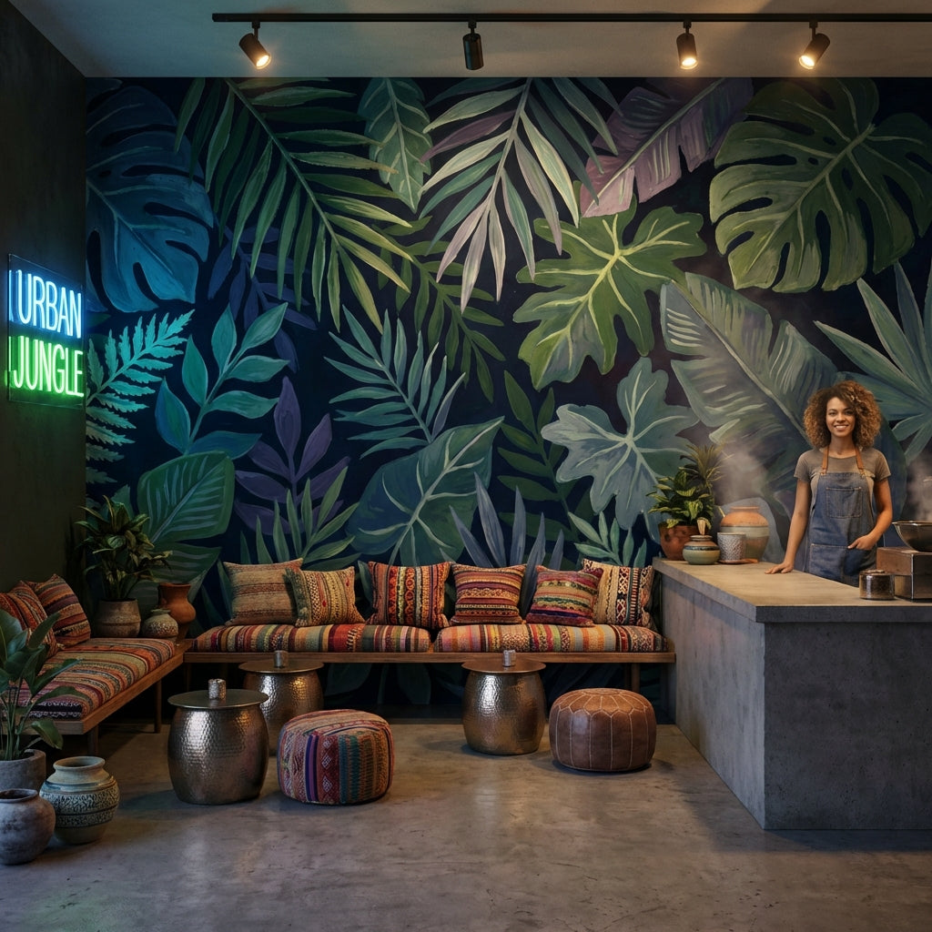 Shades Of Green Wallpaper Tropical Botanical Wall Decor