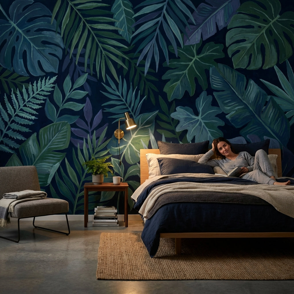 Shades Of Green Wallpaper Tropical Botanical Wall Decor
