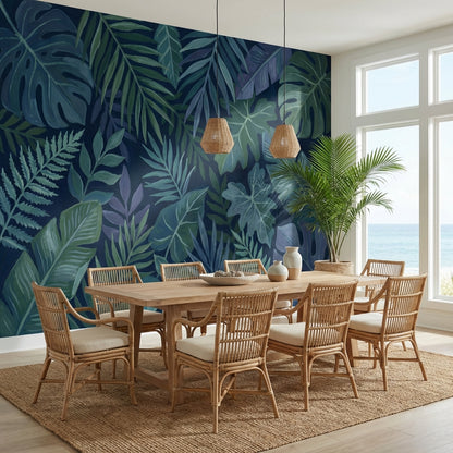 Shades Of Green Wallpaper Tropical Botanical Wall Decor