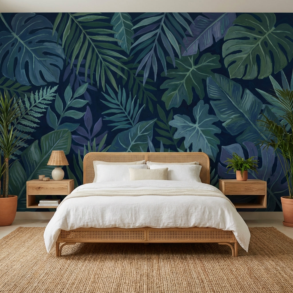 Shades Of Green Wallpaper Tropical Botanical Wall Decor