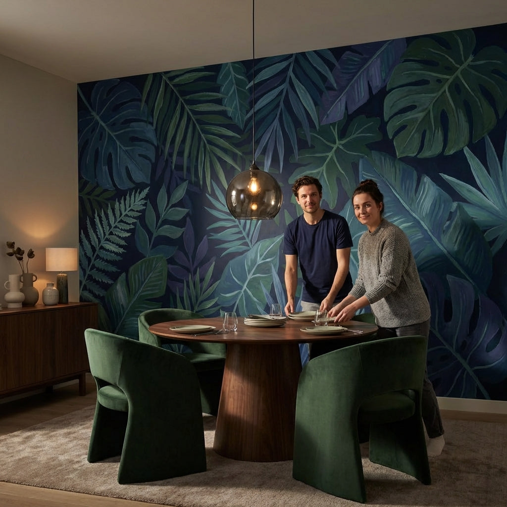 Shades Of Green Wallpaper Tropical Botanical Wall Decor
