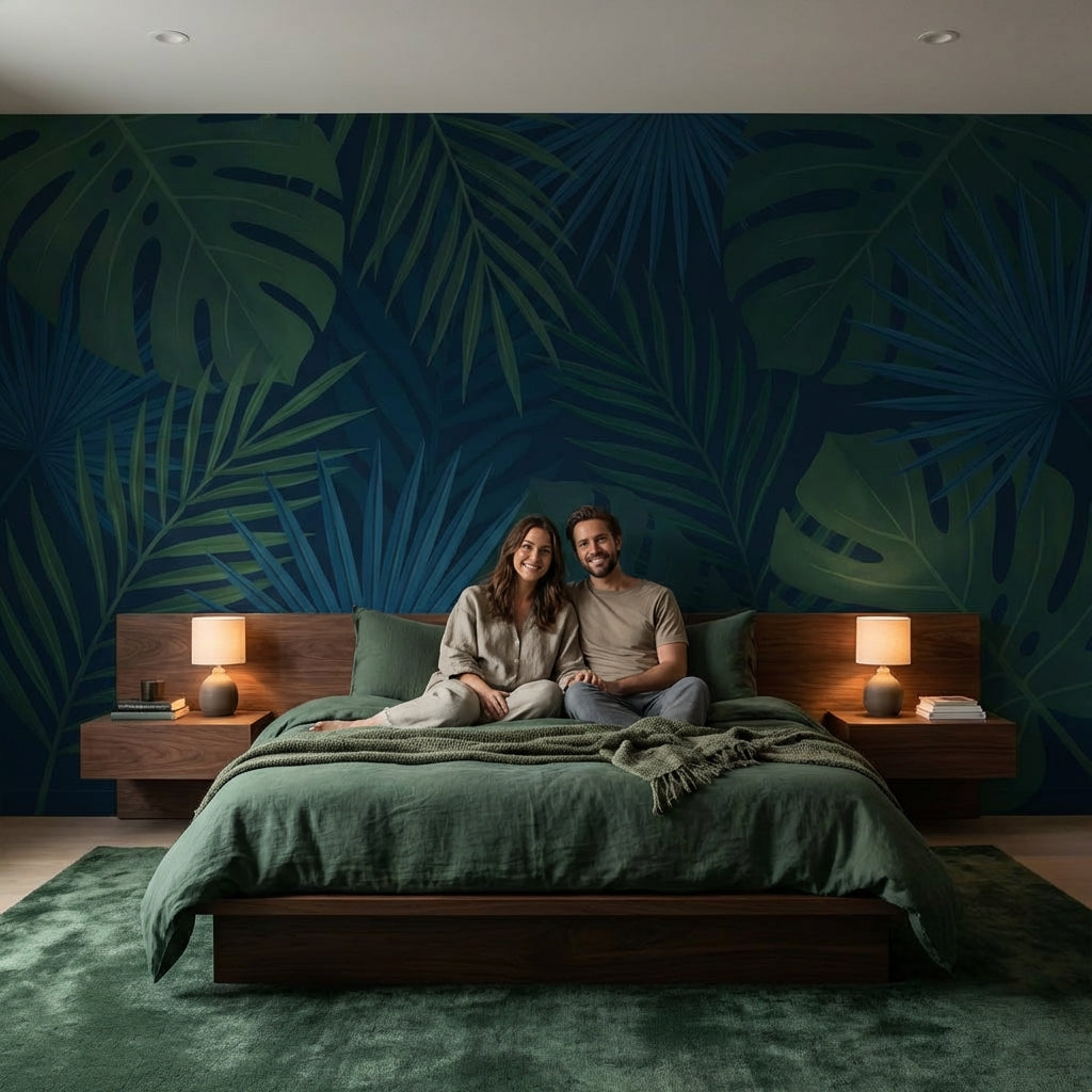 Shades Of Green Wallpaper Tropical Leaves Wall Mural