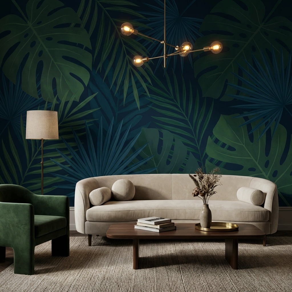 Shades Of Green Wallpaper Tropical Leaves Wall Mural