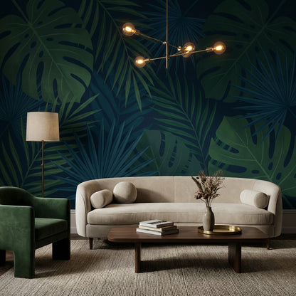 Shades Of Green Wallpaper Tropical Leaves Wall Mural